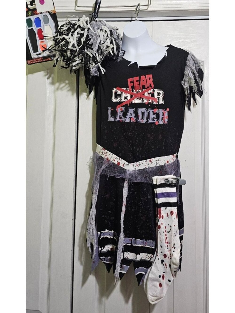 Fear Leader Cheerleader Costume Girl 14-16 Punk Zombie Goth Dead Rebel Halloween